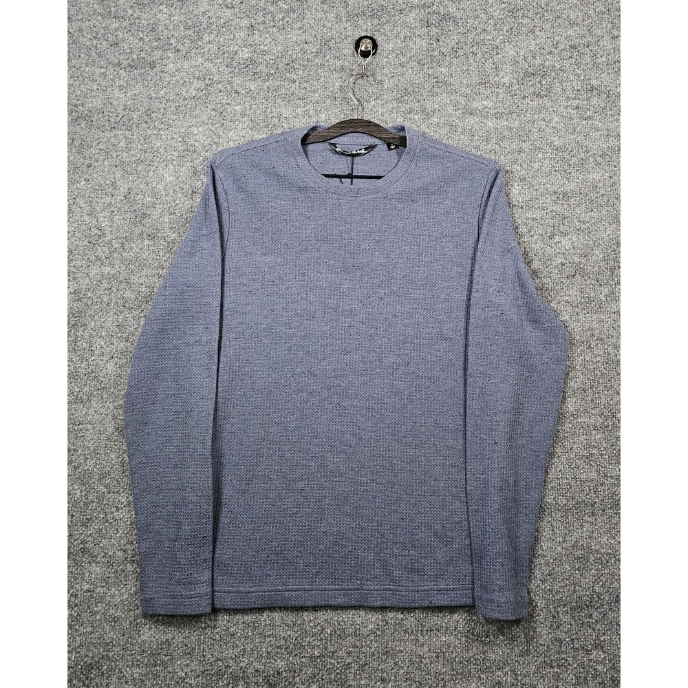 NWT Travis Mathew Cloud Waffle Crew Shirt Mens Small Vintage Indigo Blue L/S